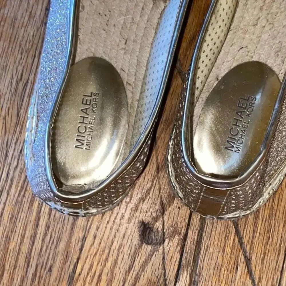 Michael Kors 10M Kendrick Glitter Mesh Espadrille Flats